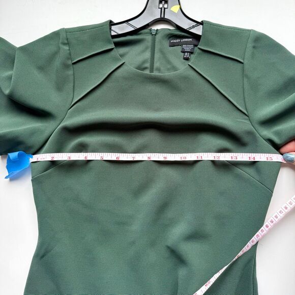 NWT Maggie London flutter sleeves green sheath midi dress Size 2 - Picture 11 of 13